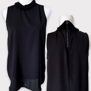 Simply Vera Vera Wang Women's Black Sheer Sleeveless Back Zip Mock Top Small